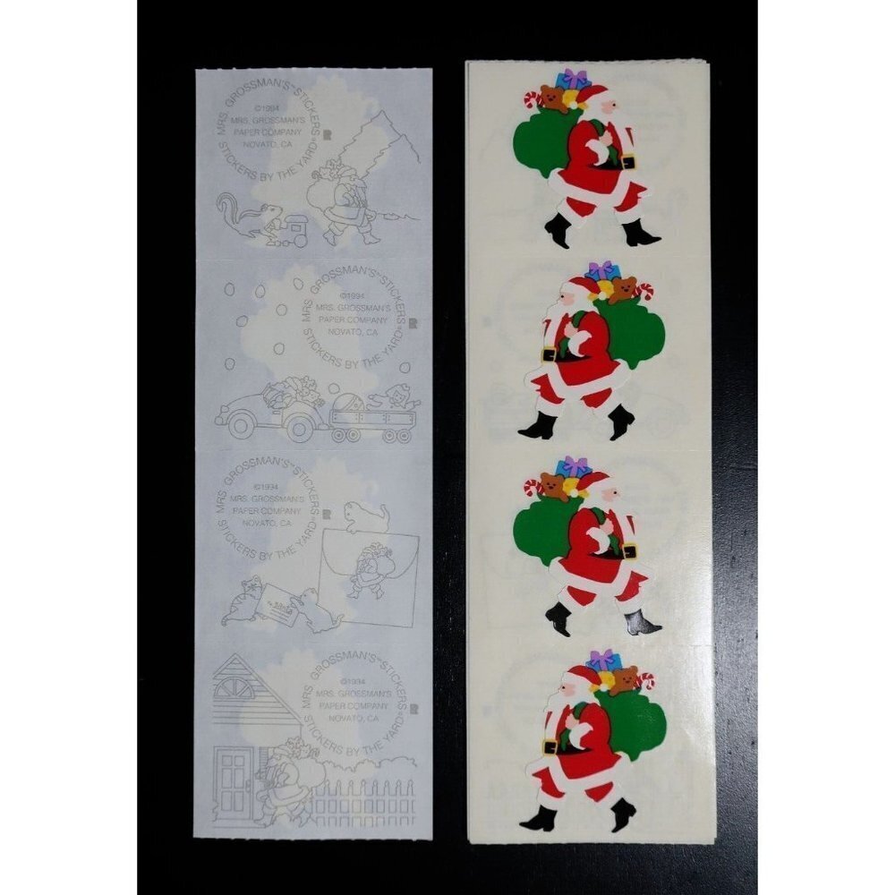 Vintage Mrs. Grossman's Stickers Christmas Santa Claus Toys Gifts Holidays 1994